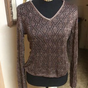 Brown lightweight v neck sweater